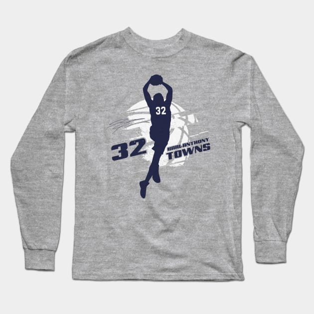 Karl-Anthony Towns Minnesota Silhouette Long Sleeve T-Shirt by danlintonpro